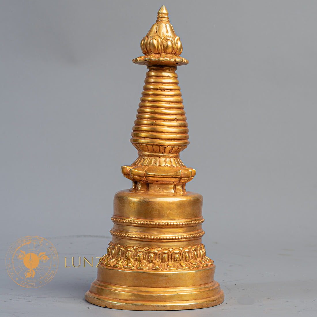 Handmade Kadampa Stupa | Fully Gold-Plated Copper - S-B-BA-FG-C-K-00174