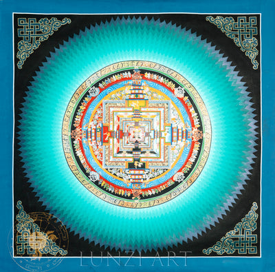 Handmade Lotus Kalachakra Mandala Thangka - T-PS-SS-BB-LKM-0019