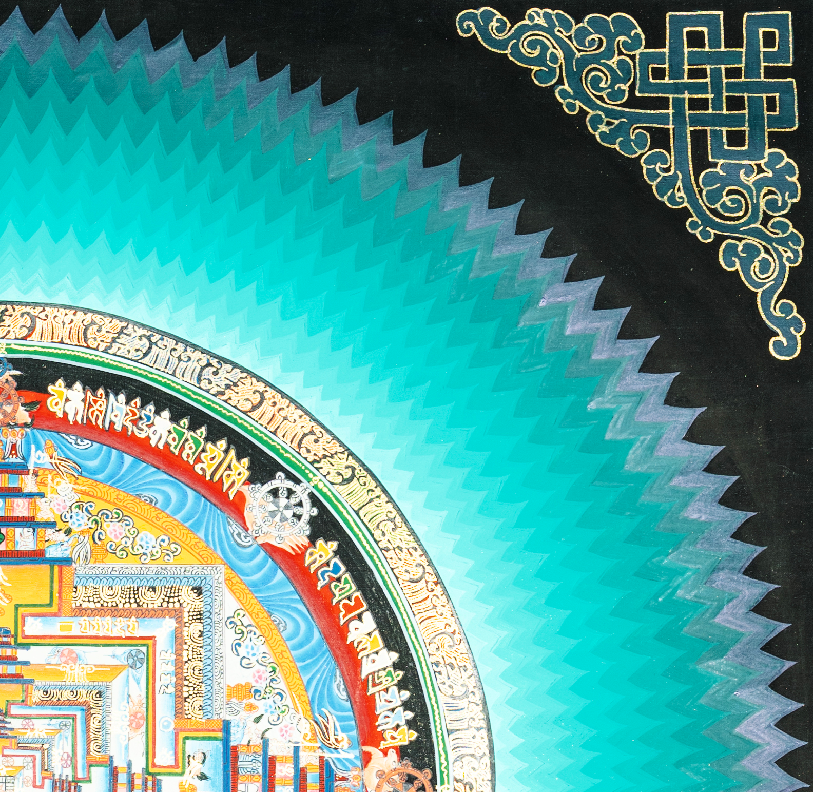 Handmade Lotus Kalachakra Mandala Thangka - T-PS-SS-BB-LKM-0019