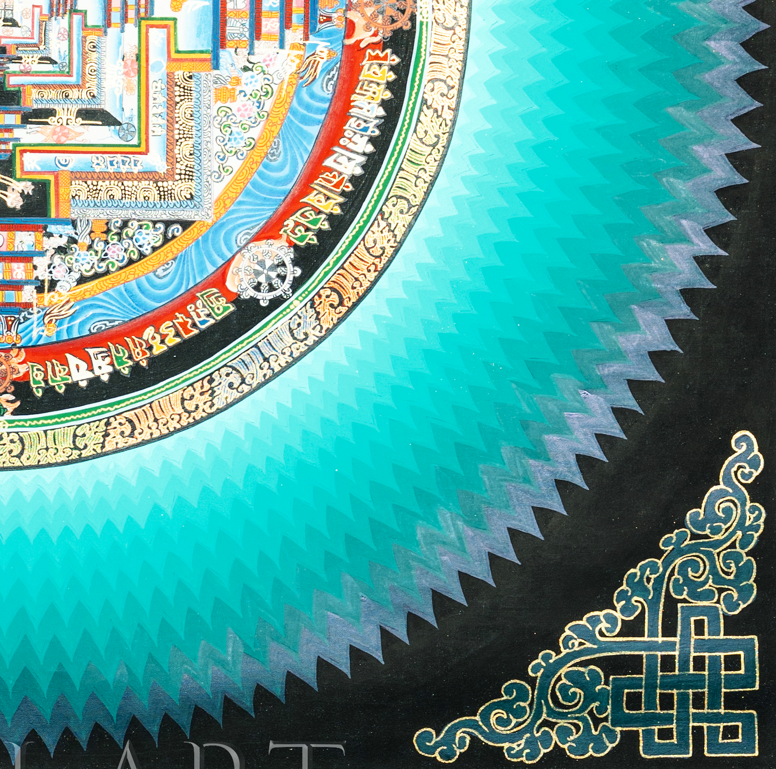 Handmade Lotus Kalachakra Mandala Thangka - T-PS-SS-BB-LKM-0019
