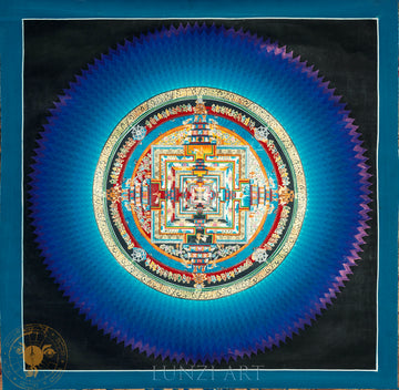 Handmade Lotus Kalachakra Mandala Thangka - T-PS-SS-BB-LKM-0021