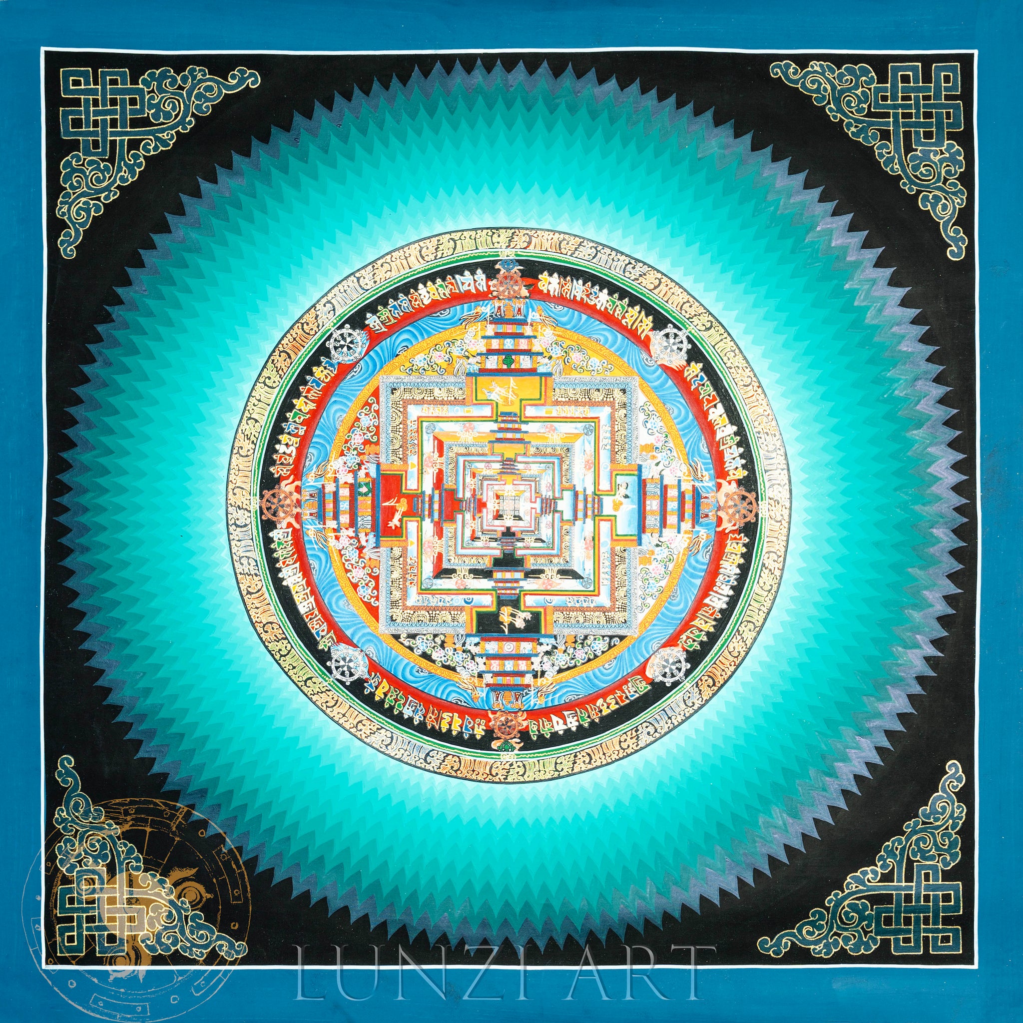 Handmade Lotus Kalachakra Mandala Thangka - Thangka