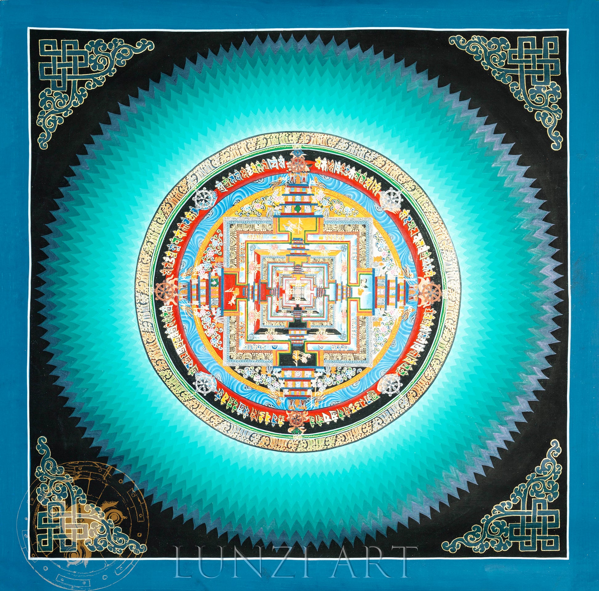 Handmade Lotus Kalachakra Mandala Thangka - Thangka