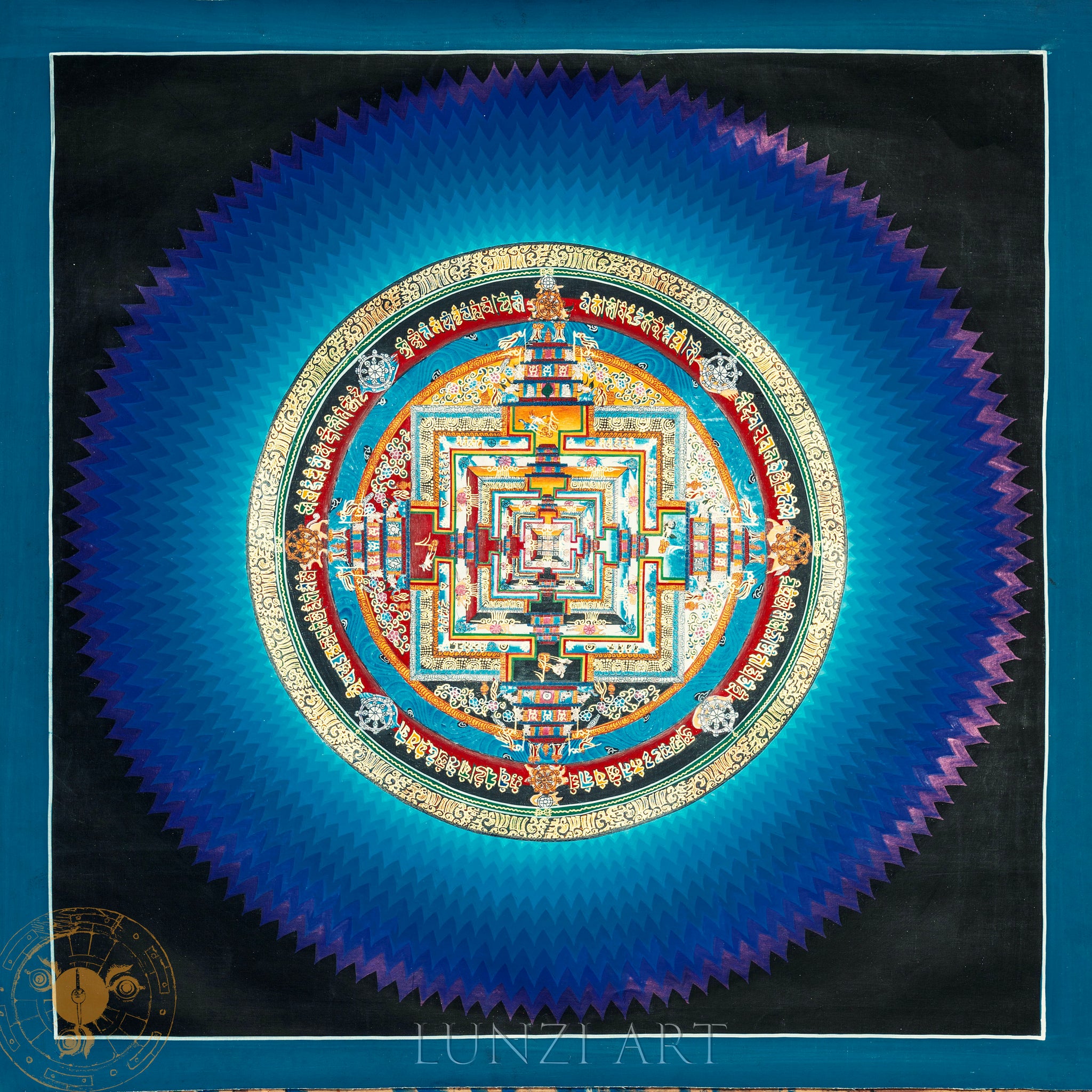 Handmade Lotus Kalachakra Mandala Thangka - Thangka