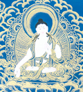 Handmade Manjushri Thangka: Blade of Transcendent Wisdom - T-PS-SS-RB-M-0009