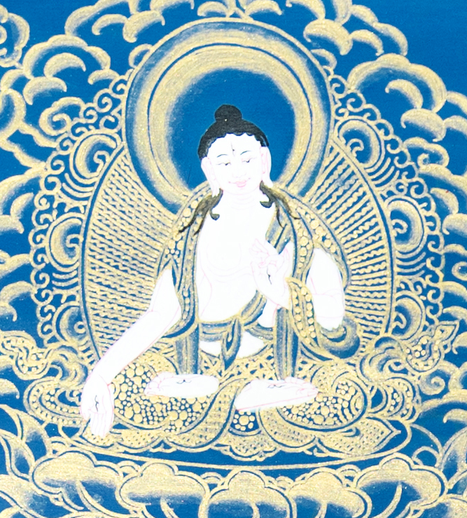 Handmade Manjushri Thangka: Blade of Transcendent Wisdom - T-PS-SS-RB-M-0009