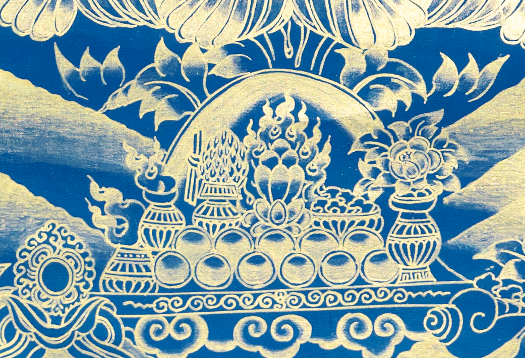 Handmade Manjushri Thangka: Blade of Transcendent Wisdom - T-PS-SS-RB-M-0009