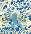 Handmade Manjushri Thangka: Blade of Transcendent Wisdom - T-PS-SS-RB-M-0009