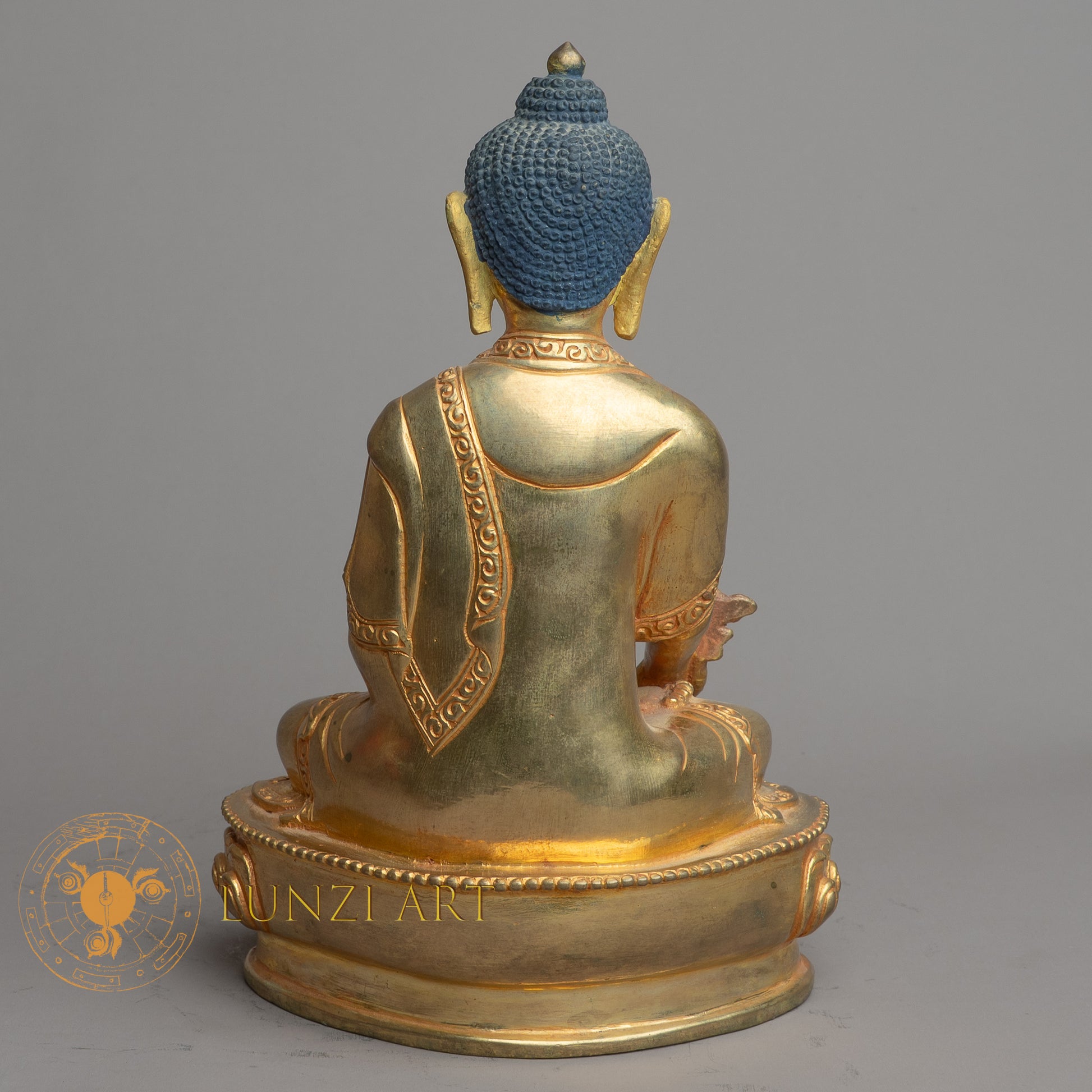 Handmade Medicine Buddha Statue | Fully Gold-Plated Copper - S-B-HT-FG-C-MB-00162