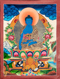 Handmade Akshobhya Buddha Thangka: The Unshakable One - T-PS-SS-RB-BBM-0008