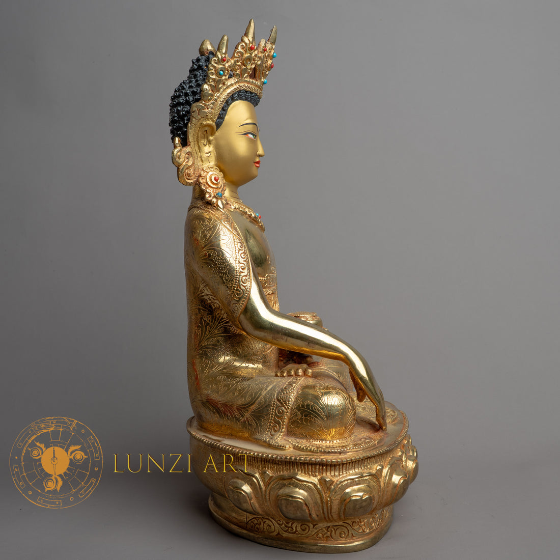 Handmade Shakyamuni Buddha Statue | Fully Gold Plated Copper - S-B-HT-FG-C-SB-0148