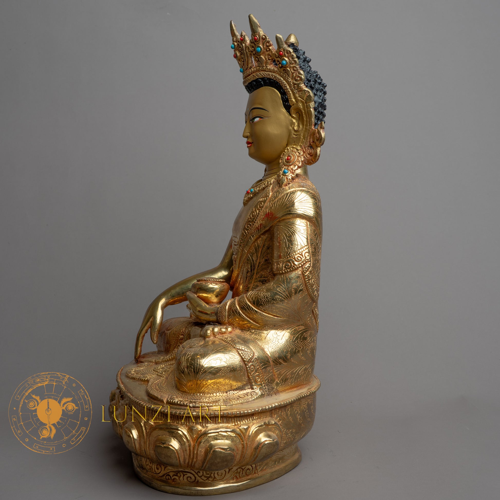 Handmade Shakyamuni Buddha Statue | Fully Gold Plated Copper - S-B-HT-FG-C-SB-0148