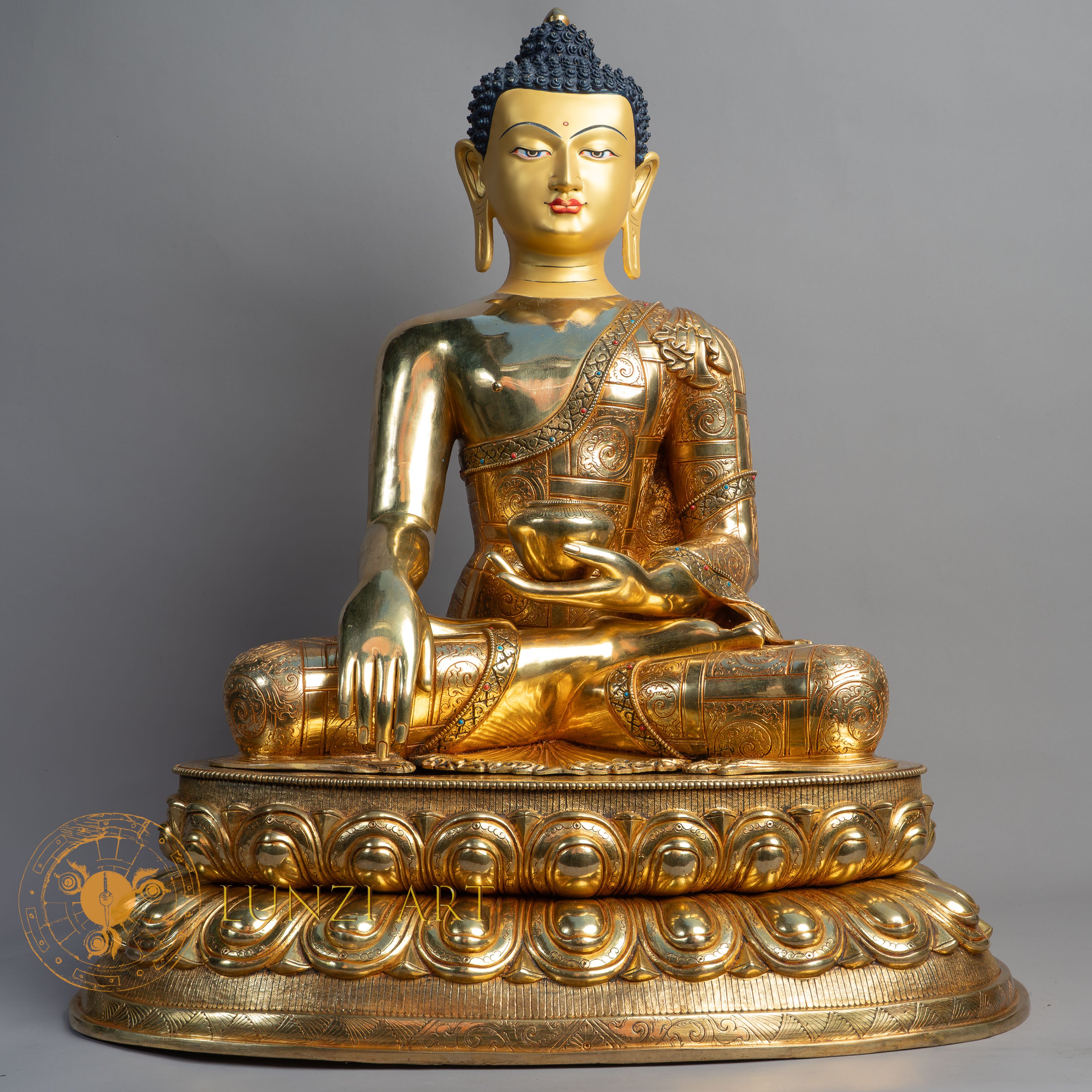 Handmade Shakyamuni buddha Statue | Fully Gold-Plated Copper
