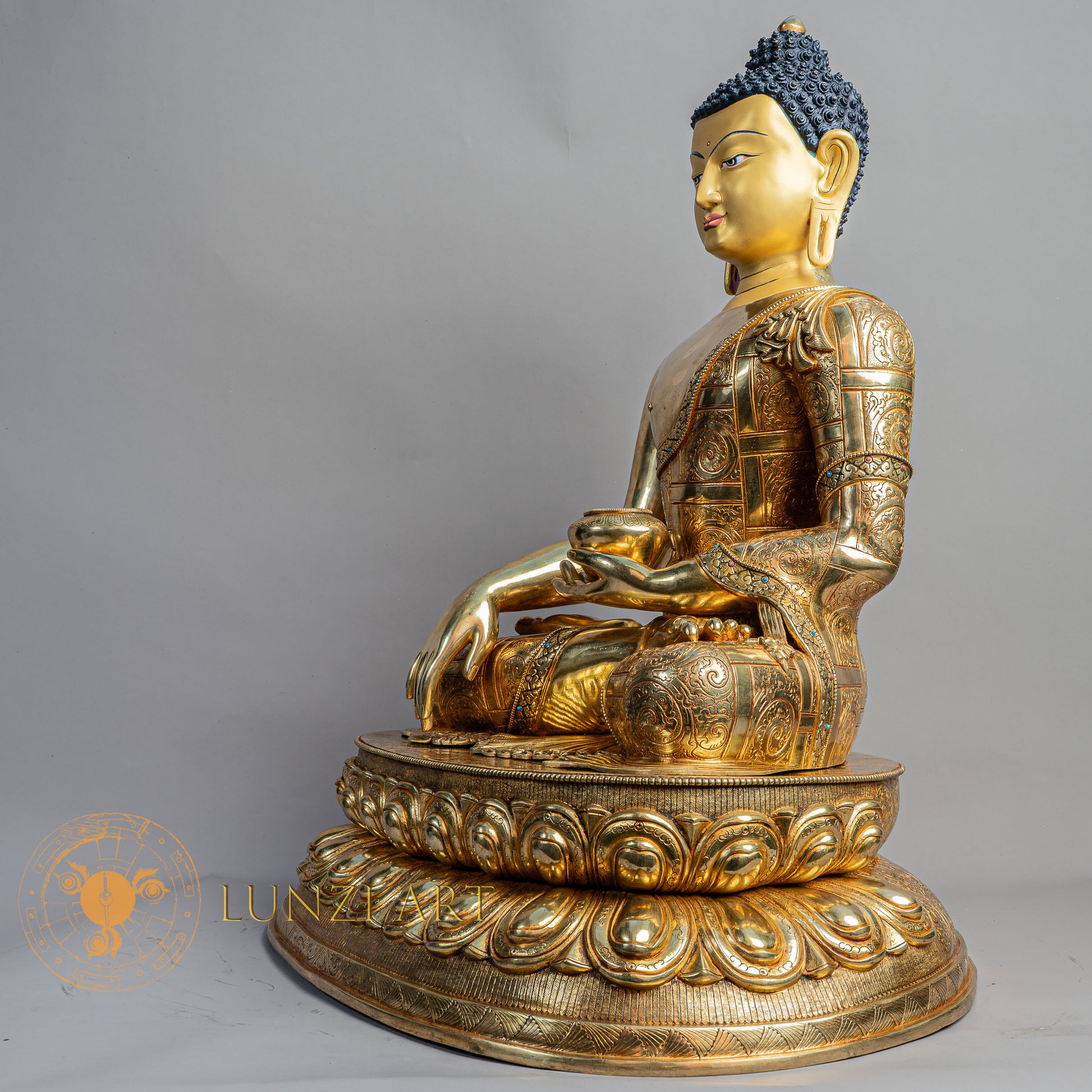 Handmade Shakyamuni buddha Statue | Fully Gold-Plated Copper - S-B-BA-FG-C-SB-00189