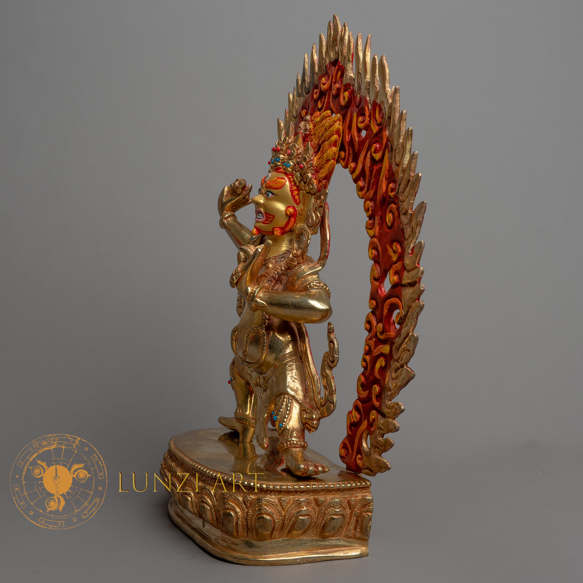 Handmade Statue of Vajrapani  | Fully Gold-Plated Copper - S-B-HT-FG-C-V-0144