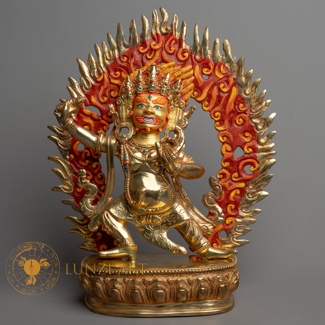 Handmade Statue of Vajrapani  | Fully Gold-Plated Copper - S-B-HT-FG-C-V-0144