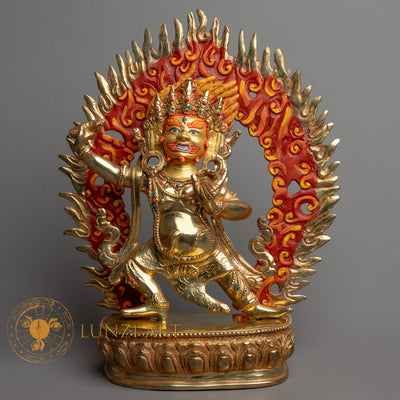 Handmade Statue of Vajrapani  | Fully Gold-Plated Copper - S-B-HT-FG-C-V-0144