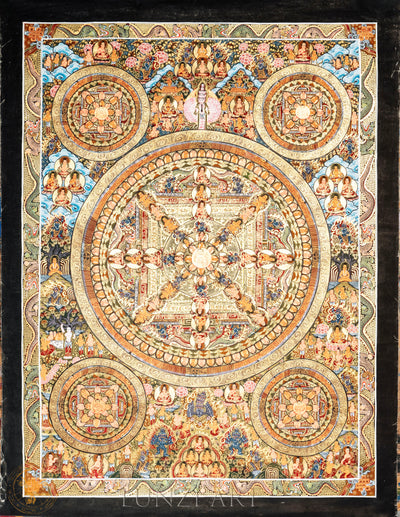 Handmade Traditional Mandala Thangka of Divine Harmony - T-PS-SS-BB-TM-0015
