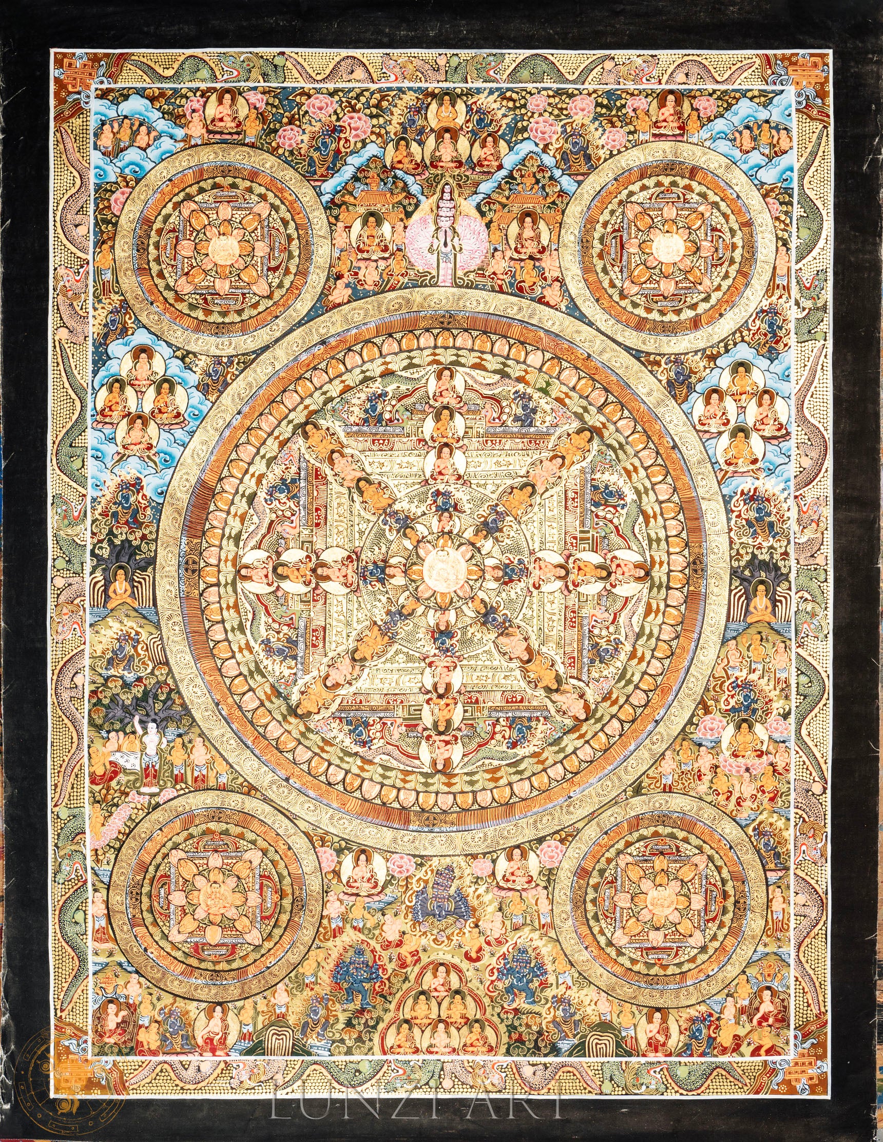 Handmade Traditional Mandala Thangka of Divine Harmony - Thangka