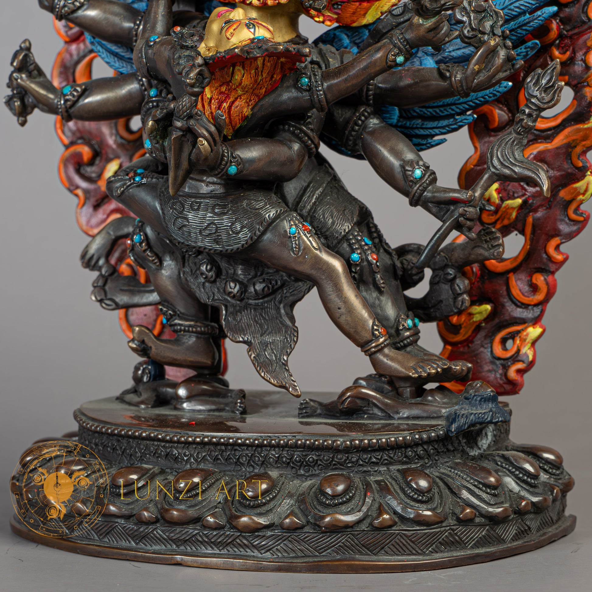 Handmade Vajrakilaya Statue | Copper Face Painted - S-B-RM-C-VK-00175