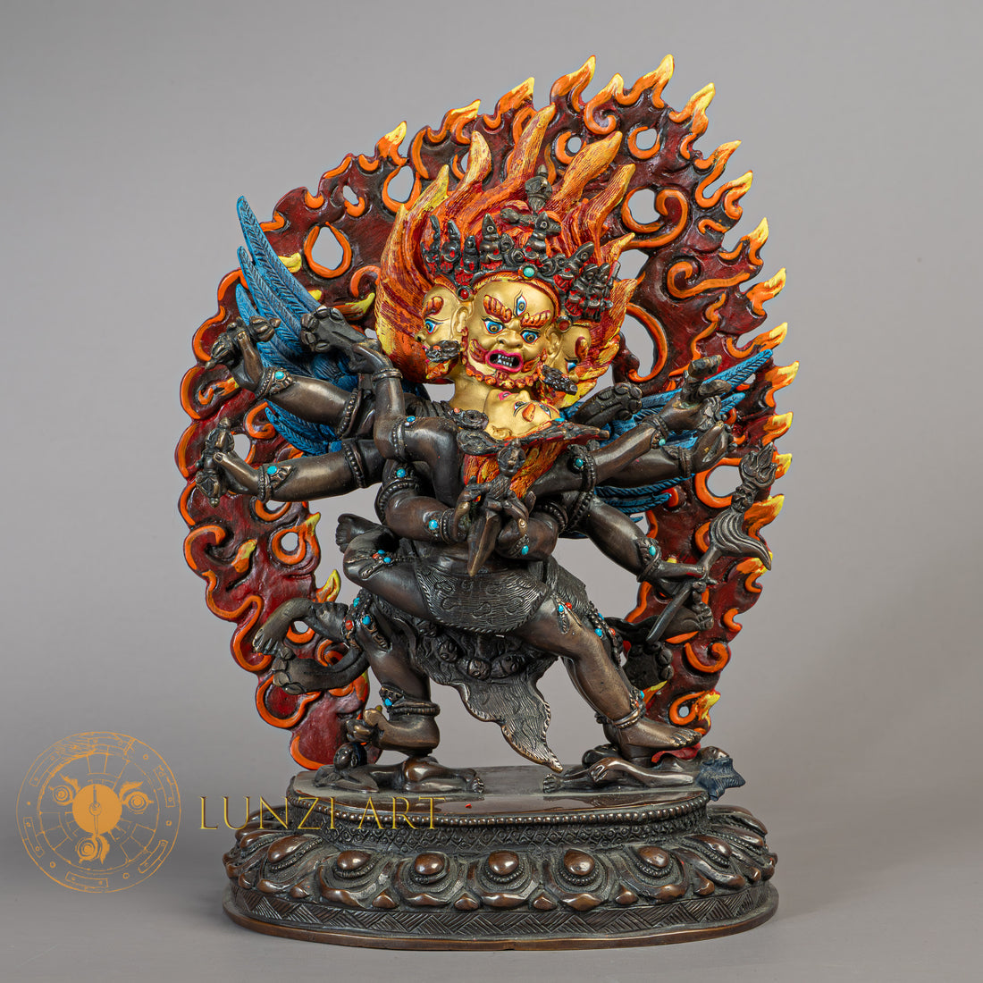 Handmade Vajrakilaya Statue | Copper Face Painted - S-B-RM-C-VK-00175