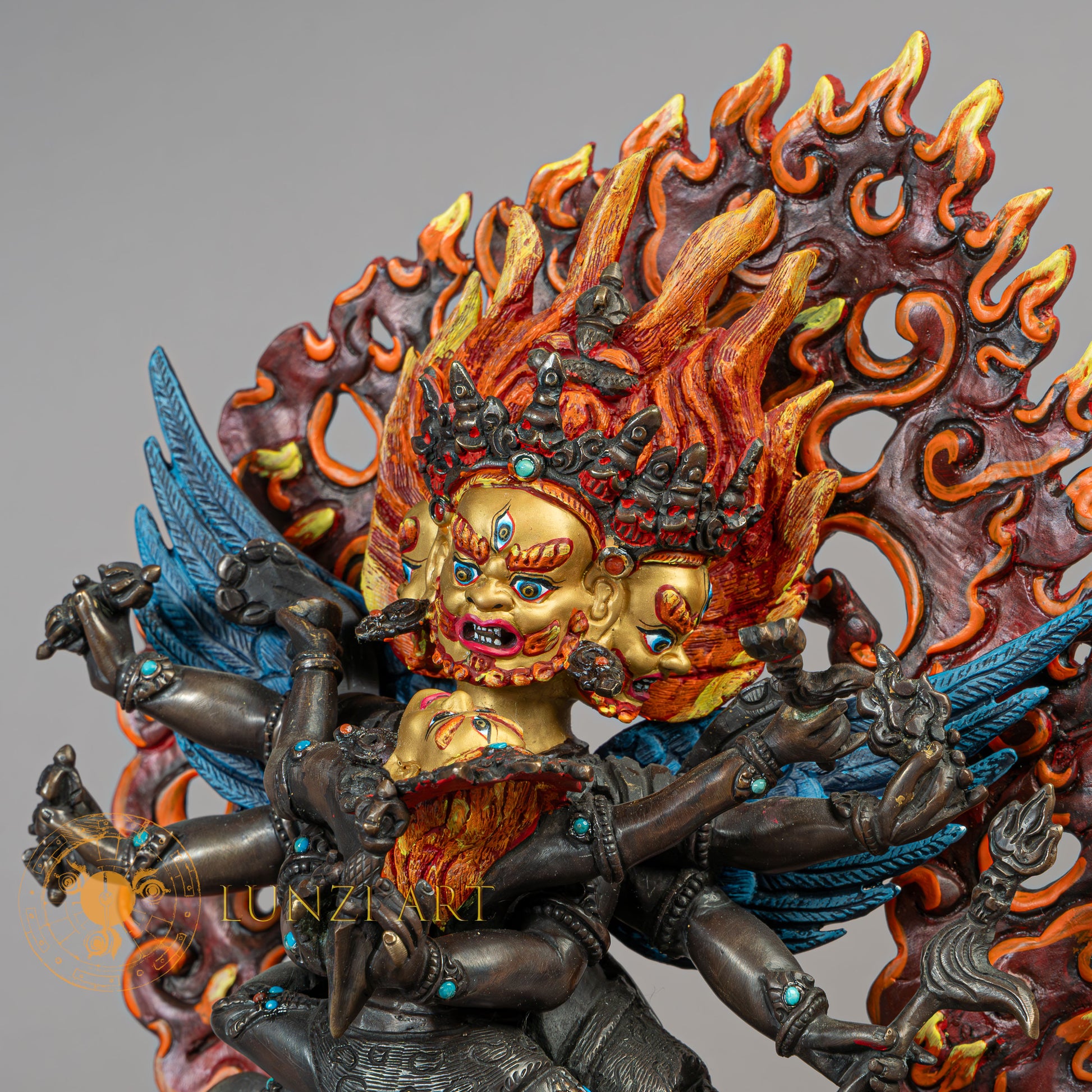 Handmade Vajrakilaya Statue | Copper Face Painted - S-B-RM-C-VK-00175