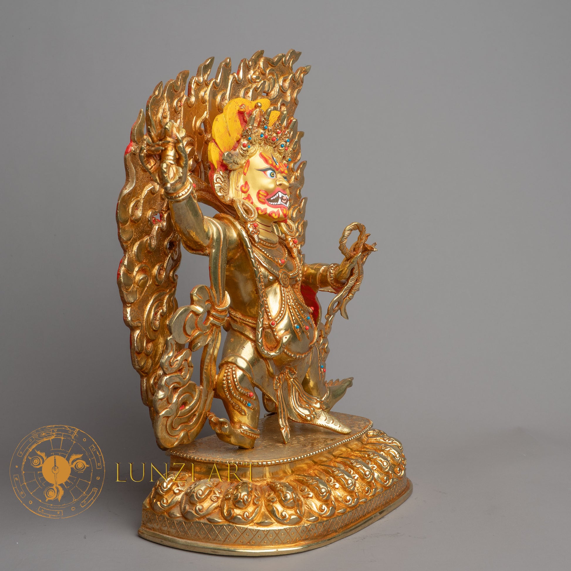 Handmade Vajrapani Statue | Fully Gold-Plated Copper - S-B-HT-FG-C-V-00159