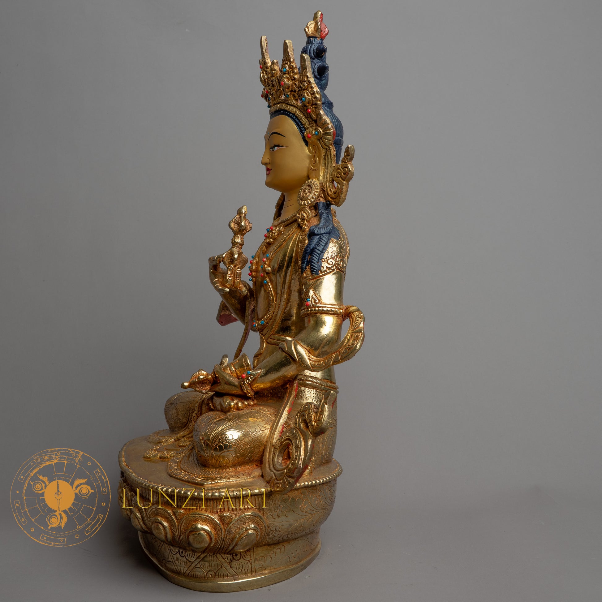 Handmade Vajrasattva Statue | Fully Gold-Plated Copper - S-B-HT-FG-C-VS-0146