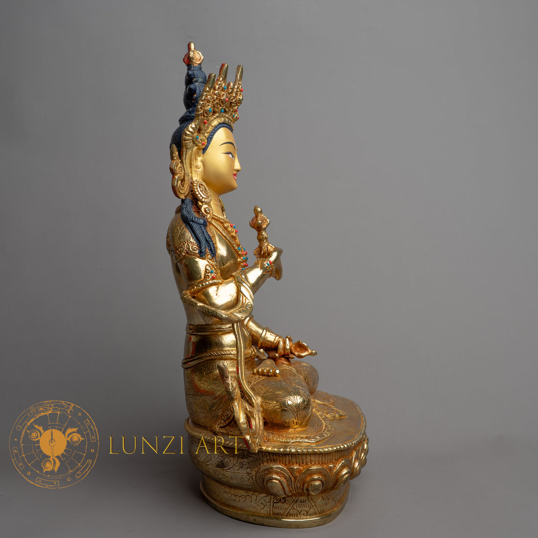 Handmade Vajrasattva Statue | Fully Gold-Plated Copper - S-B-HT-FG-C-VS-0146