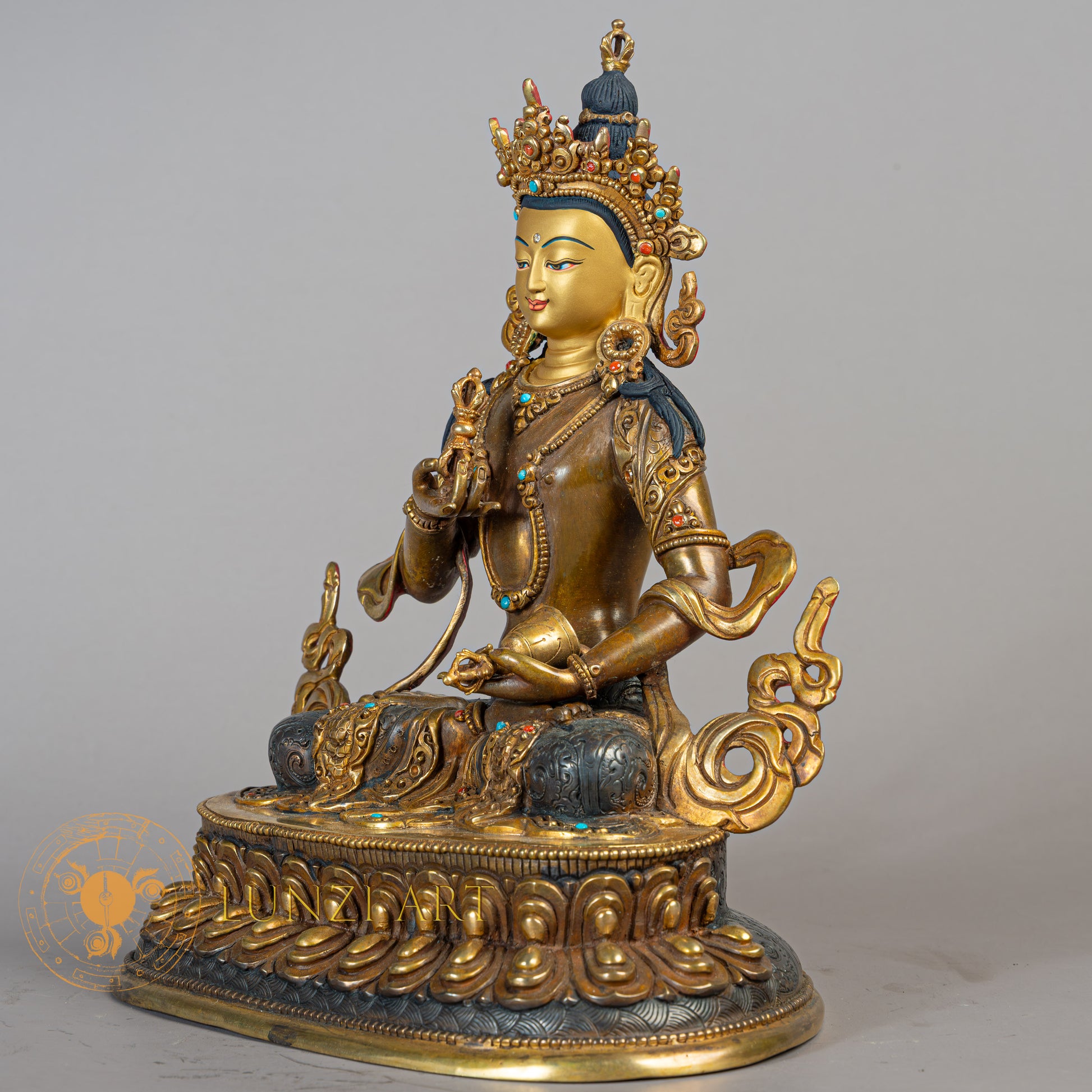 Handmade Vajrasattva Statue | Half Gold-Plated Copper - S-B-RM-HG-C-V-00182
