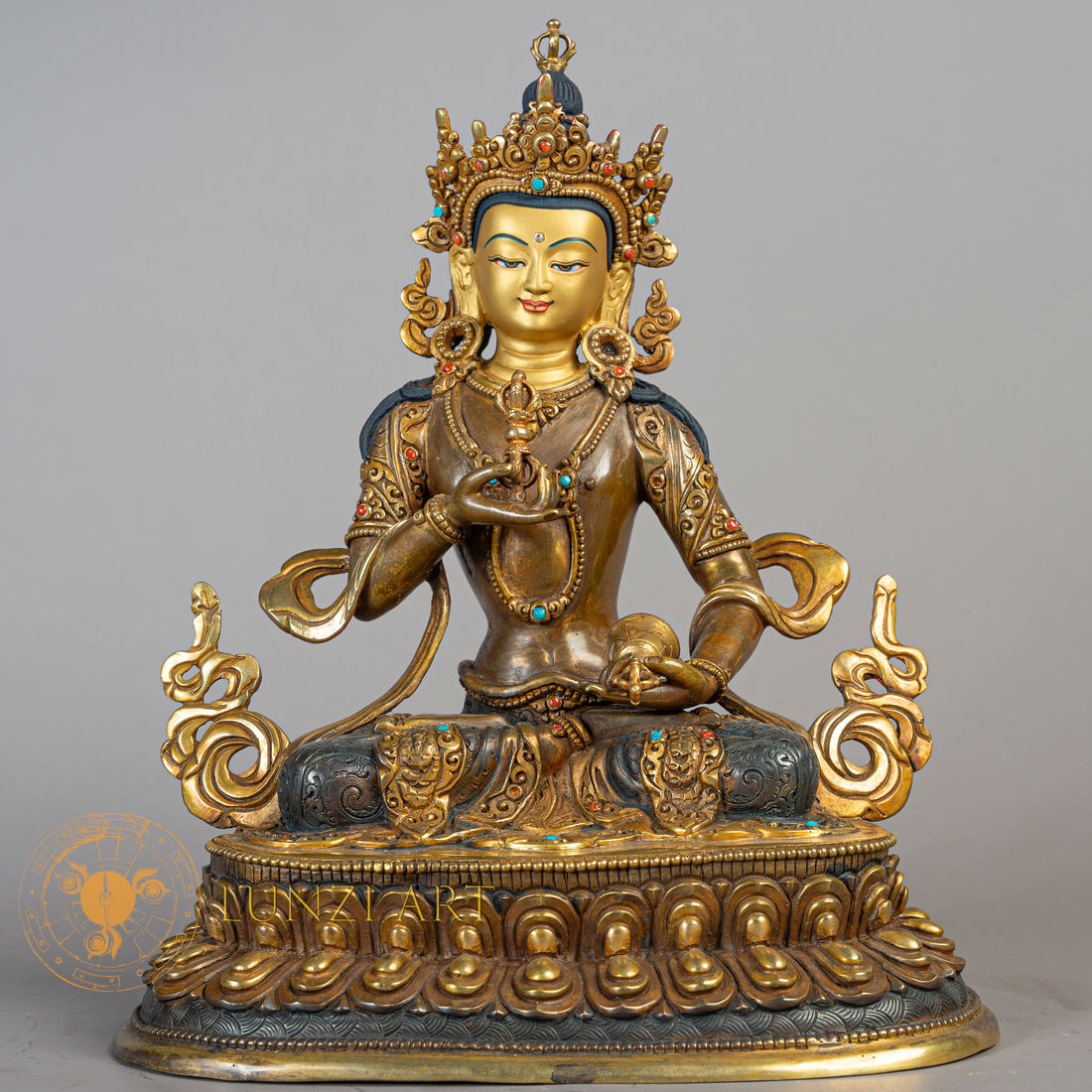 Handmade Vajrasattva Statue | Half Gold-Plated Copper - S-B-RM-HG-C-V-00182
