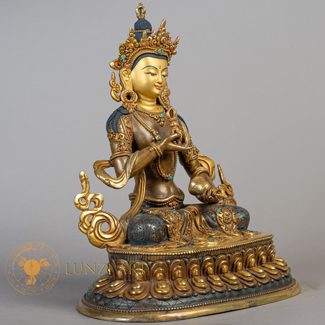 Handmade Vajrasattva Statue | Half Gold-Plated Copper - S-B-RM-HG-C-V-00182