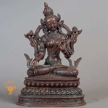 Handmade White Tara Statue | Copper Oxidize - S-B-RM-C-WT-00179