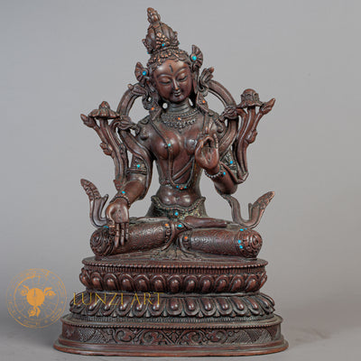 Handmade White Tara Statue | Copper Oxidize - S-B-RM-C-WT-00179