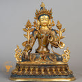 Handmade White tara Statue | Half Gold-Plated Copper - S-B-RM-HG-C-WT-00183
