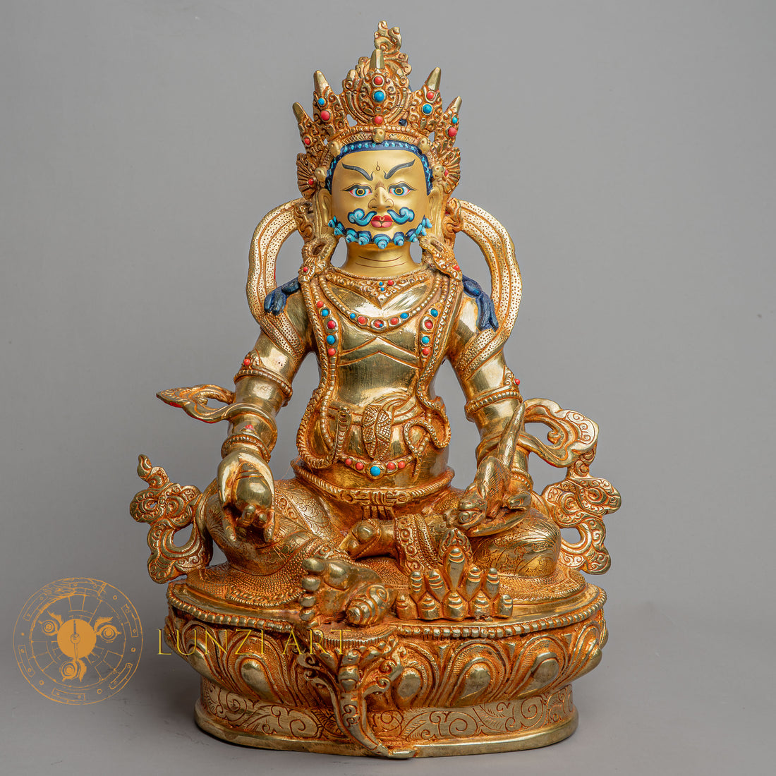 Handmade Zambala (Jambhala) Statue | Fully Gold-Plated Copper - S-B-HT-FG-C-Z-0149