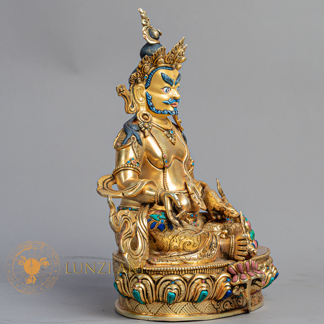 Handmade Zambala Statue | Fully Gold-Plated Copper - S-B-BA-FG-C-Z-00168