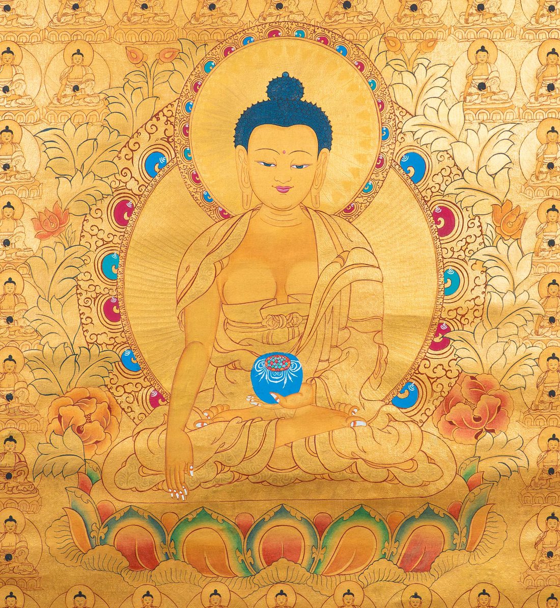 Handpainted 108 Shakyamuni Buddha Thangka - T-S-BT-RB-AU-SB-0075
