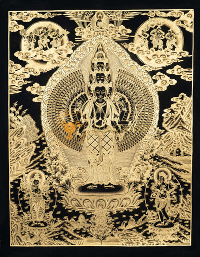 Handpainted Avalokiteshvara (Chenrezig) Thangka - T-S-BT-BB-A-0003