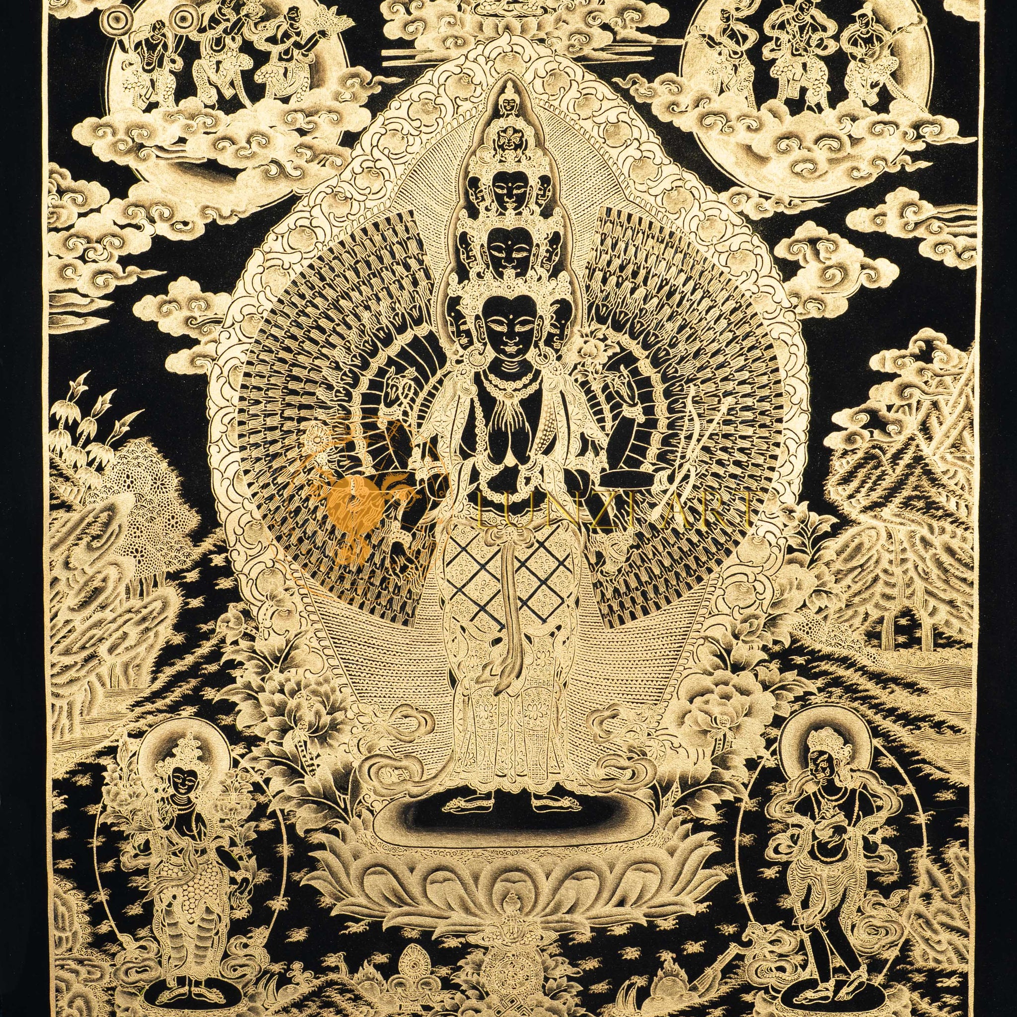 Handpainted Avalokiteshvara (Chenrezig) Thangka - Thangka