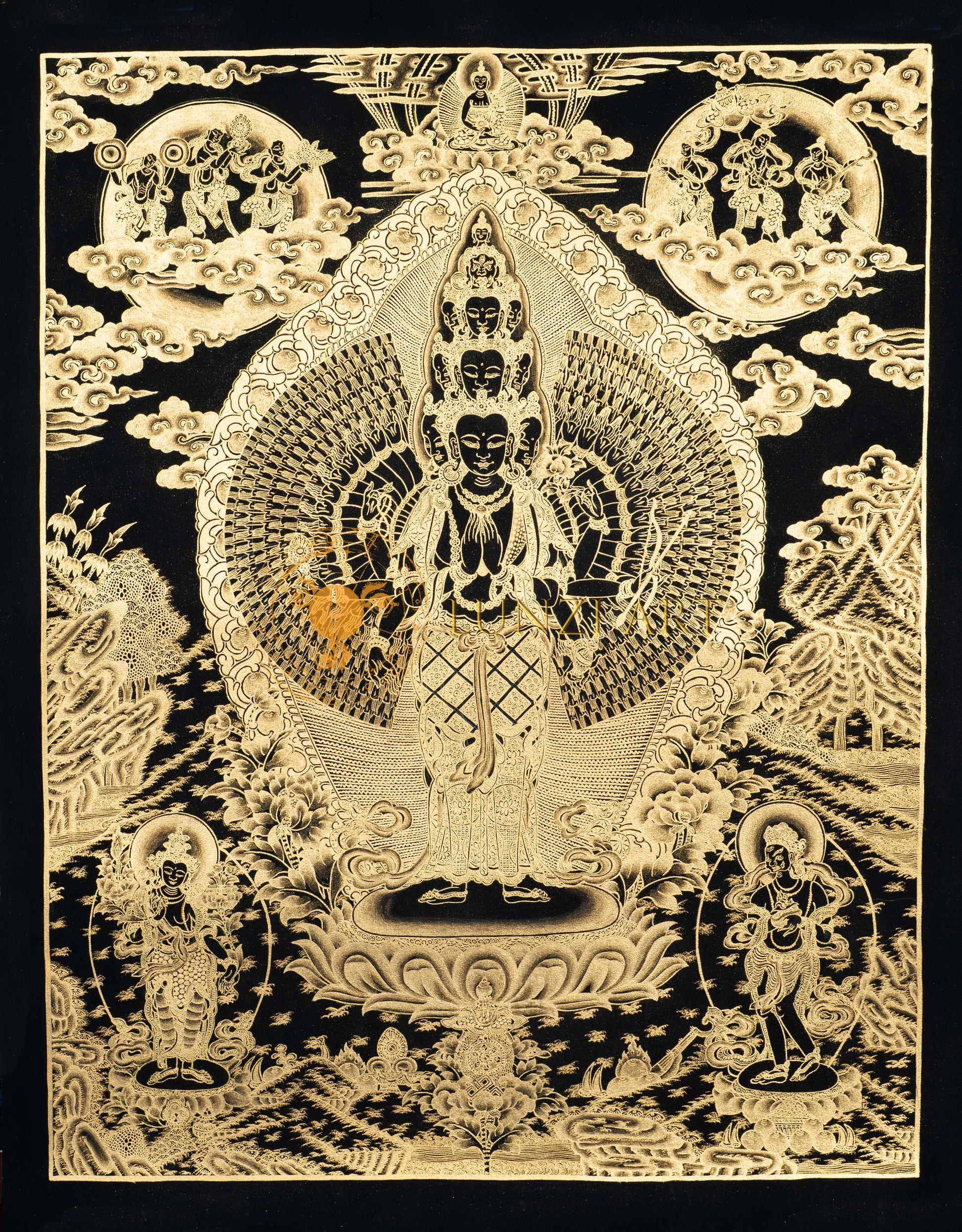 Handpainted Avalokiteshvara (Chenrezig) Thangka - Thangka