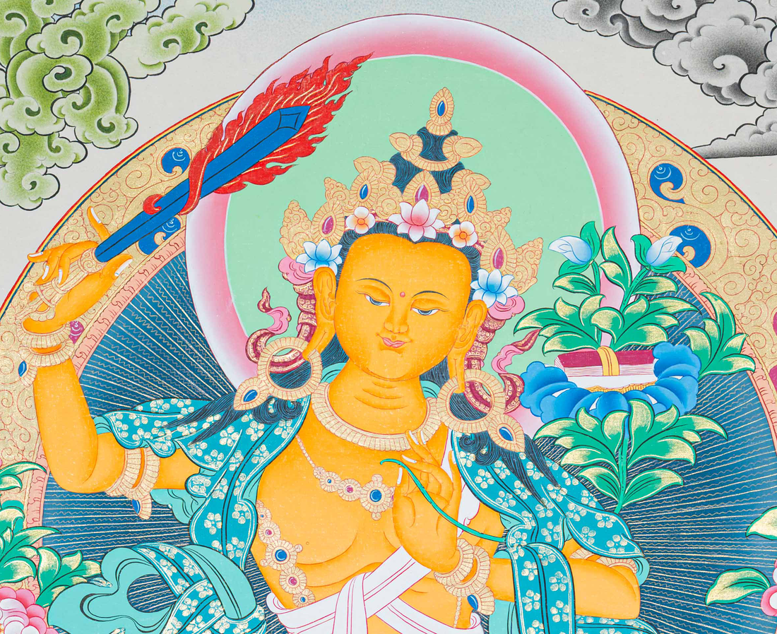 Handpainted Manjushree Thangka - T-S-BT-RB-AU-M-0080