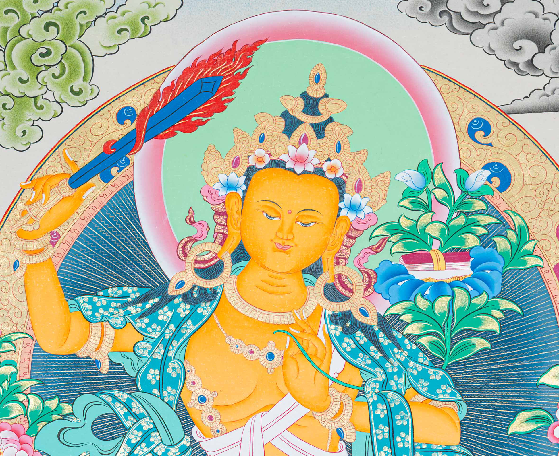 Handpainted Manjushree Thangka - T-S-BT-RB-AU-M-0080