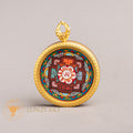 Handpainted Om Mantra Mandala Locket with Vajra Protector - L-M-42
