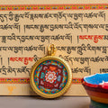 Handpainted Om Mantra Mandala Locket with Vajra Protector - L-M-42