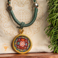 Handpainted Om Mantra Mandala Locket with Vajra Protector - L-M-42