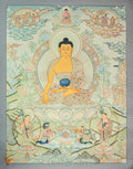 Handpainted Shakyamuni Buddha Thangka: The Eternal Light of Awakening - T-PS-SS-GB-AU-SB-0001