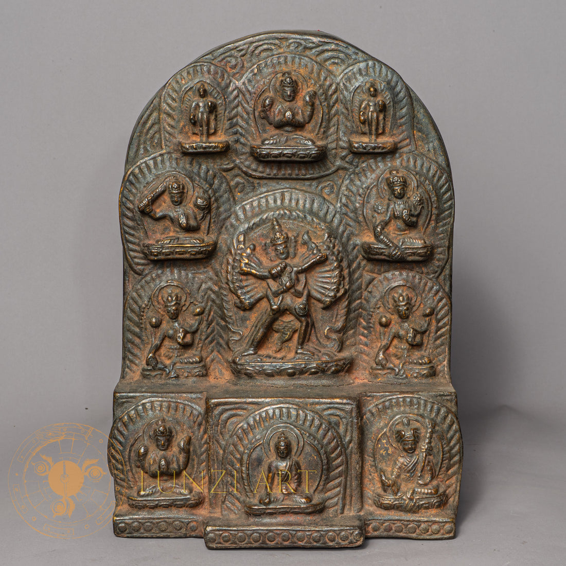 Hevajra Temple Altar | Hand-Carved Wood & Clay Tantric Relief - w-s-sh-la-0008