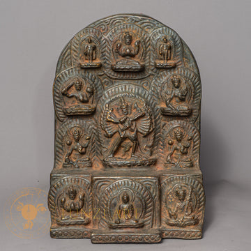 Hevajra Temple Altar | Hand-Carved Wood & Clay Tantric Relief - w-s-sh-la-0008
