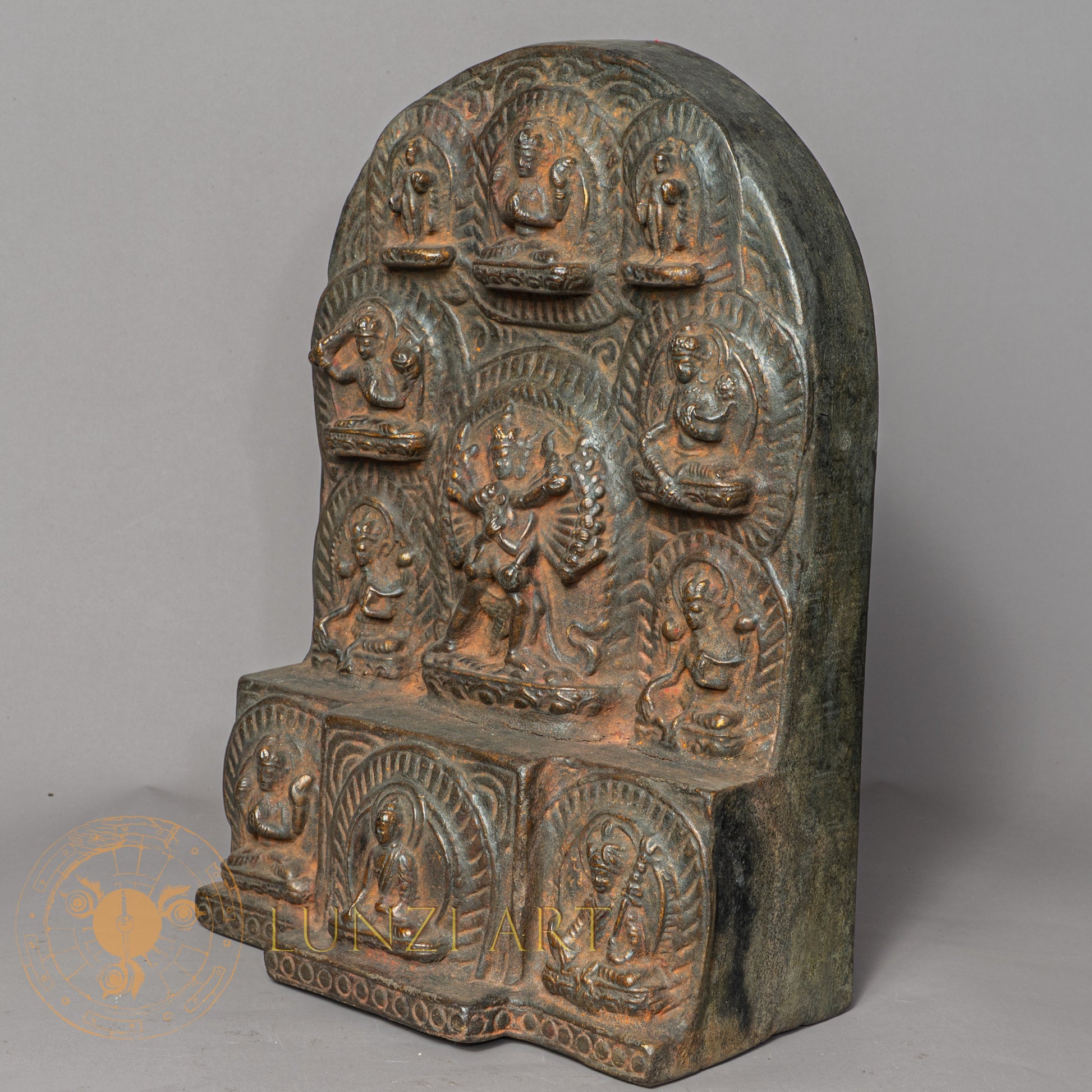 Hevajra Temple Altar | Hand-Carved Wood & Clay Tantric Relief - w-s-sh-la-0008